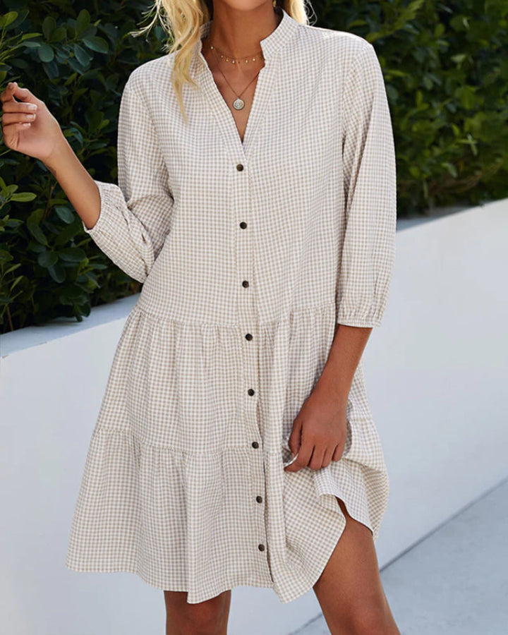 Levoire | Robe À Manches Longues 100% Coton Avec Une Coupe Fluide Kaki