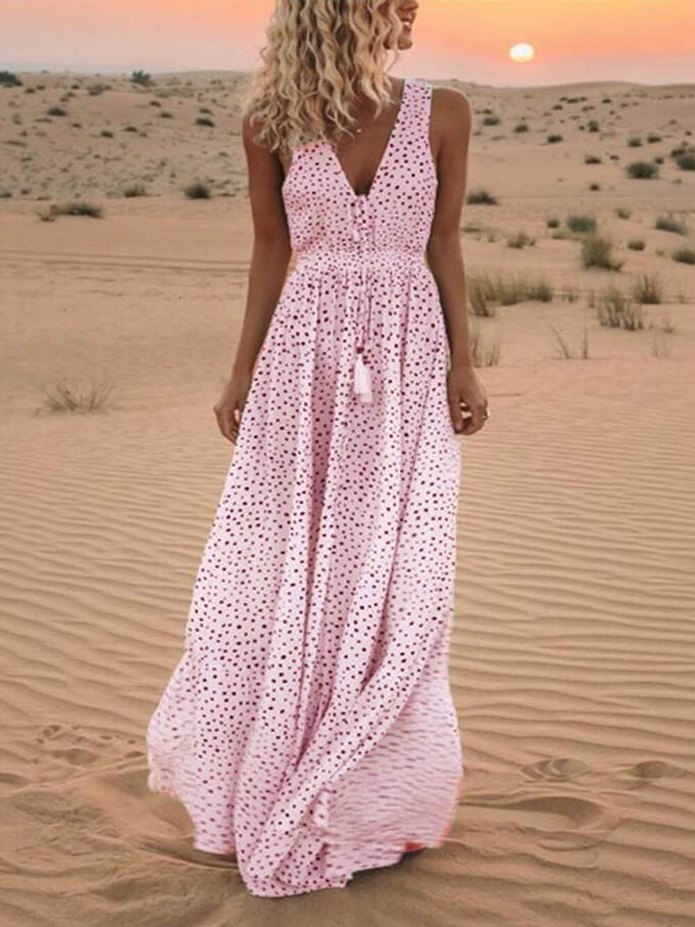 Levoire | Robe Maxi Pour Femmes Robe D'Été Élégante Rosa