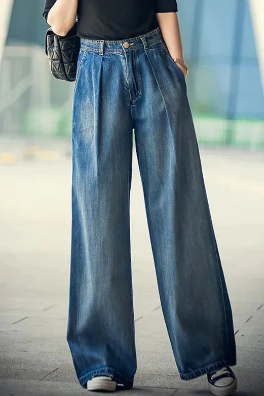 Levoire | Shorts en jean taille large pour femmes Bleu