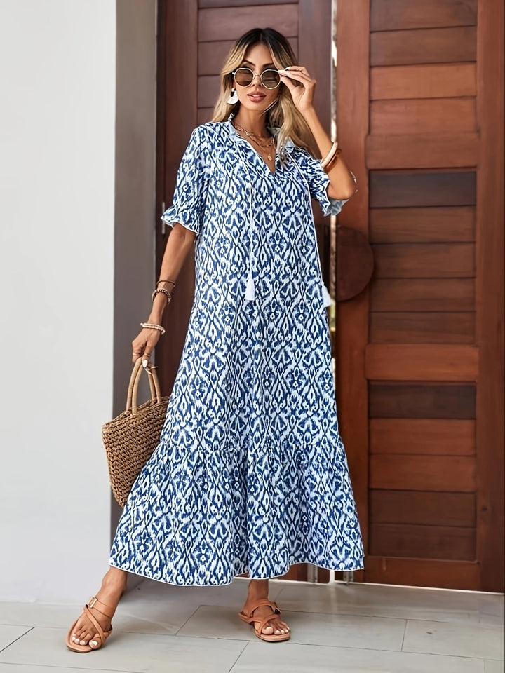 Levoire | Robe cravate à glands pour femme Bleu