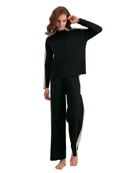 Levoire | Robe élégante en deux parties avec tricot et couture pour femmes Noir Taille libre