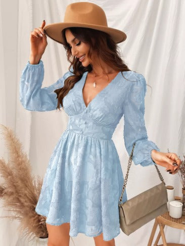 Levoire | Robe En Satin Délicat À Manches Courtes Bleu clair