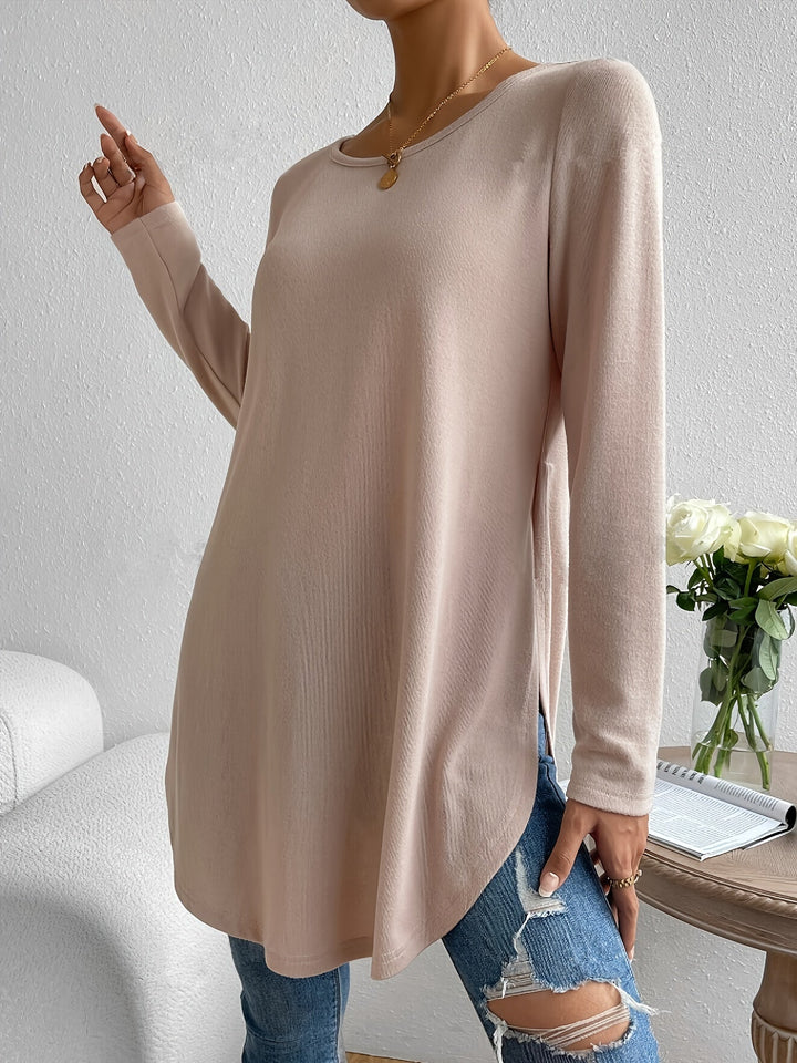 Levoire | Unicolore Chemise À Manches Longues Pour Femmes Et Ourlet Courbé