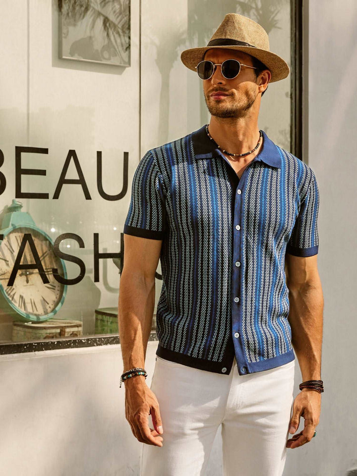 Levoire | Chemise vintage rayée des années 70 Bleu