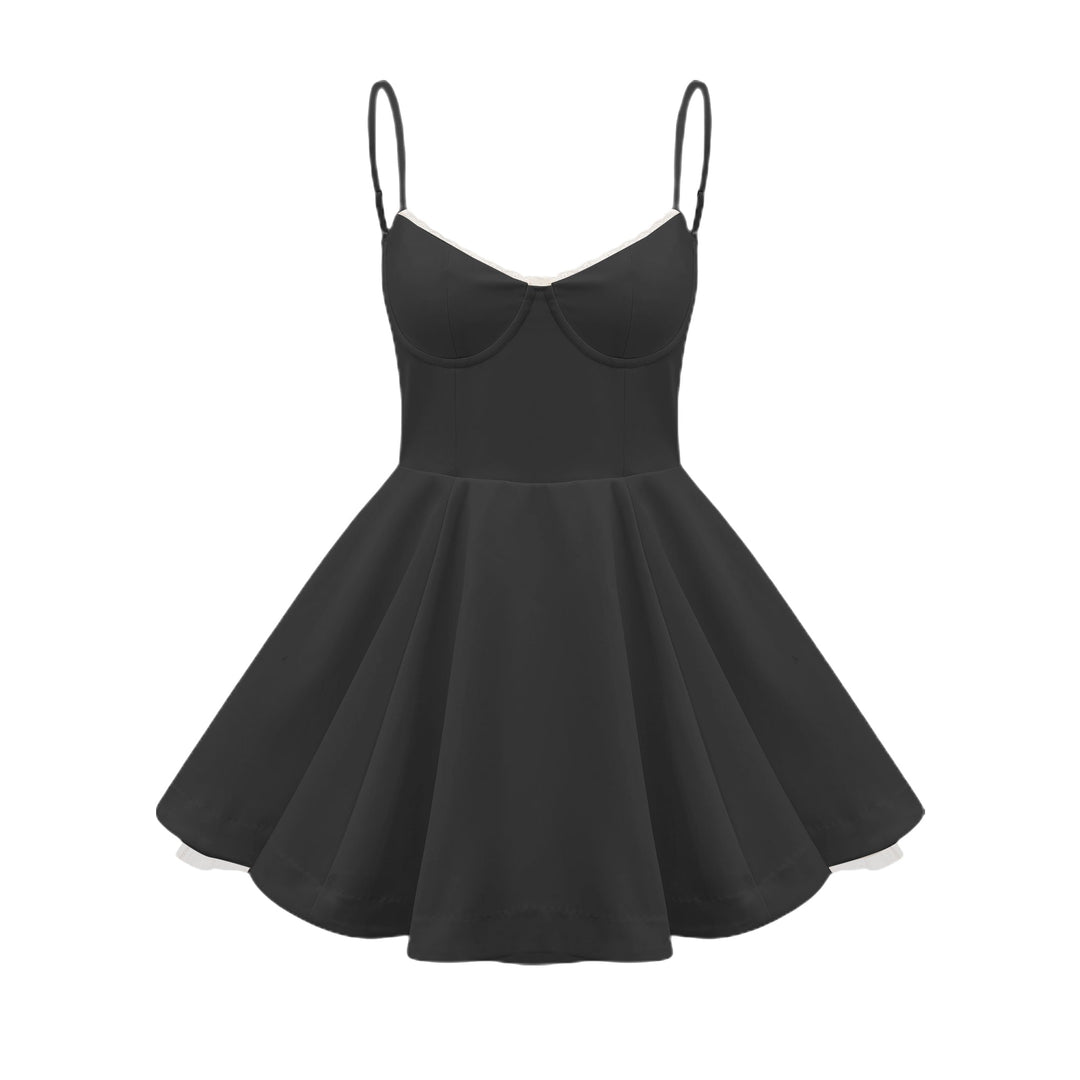 Levoire | Tulle Robe Mini Évasée Noir