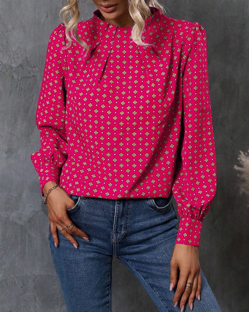 Levoire | Blouse Style Vintage Avec Imprimés Fuchsie