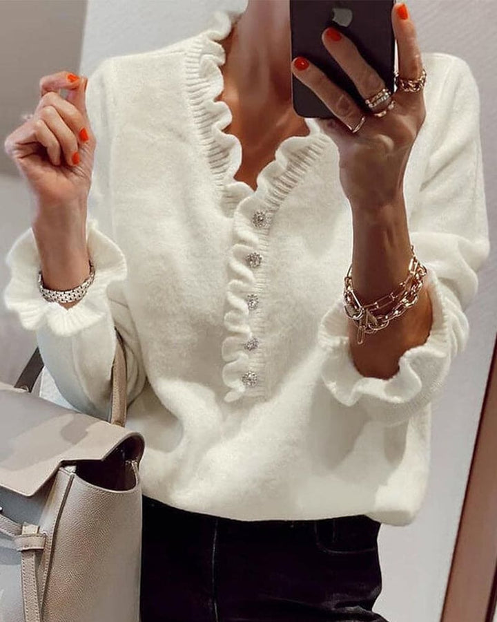 Levoire | Pulls Unis Élégants Avec Boutons Blanc