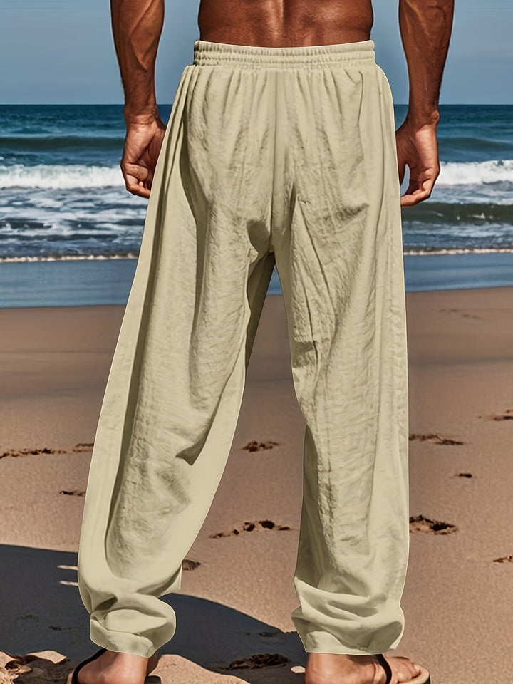 Levoire | Loisirs Coton Lin Pantalons Couleur Unie