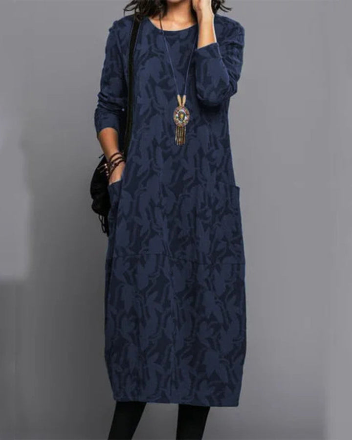 Levoire | Élégante robe vintage à manches longues Bleu