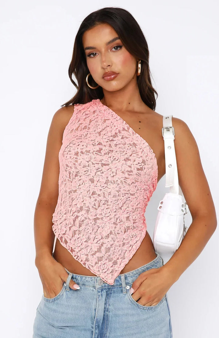 Levoire | Chemise En Dentelle Élégante À Une Épaule Rosa