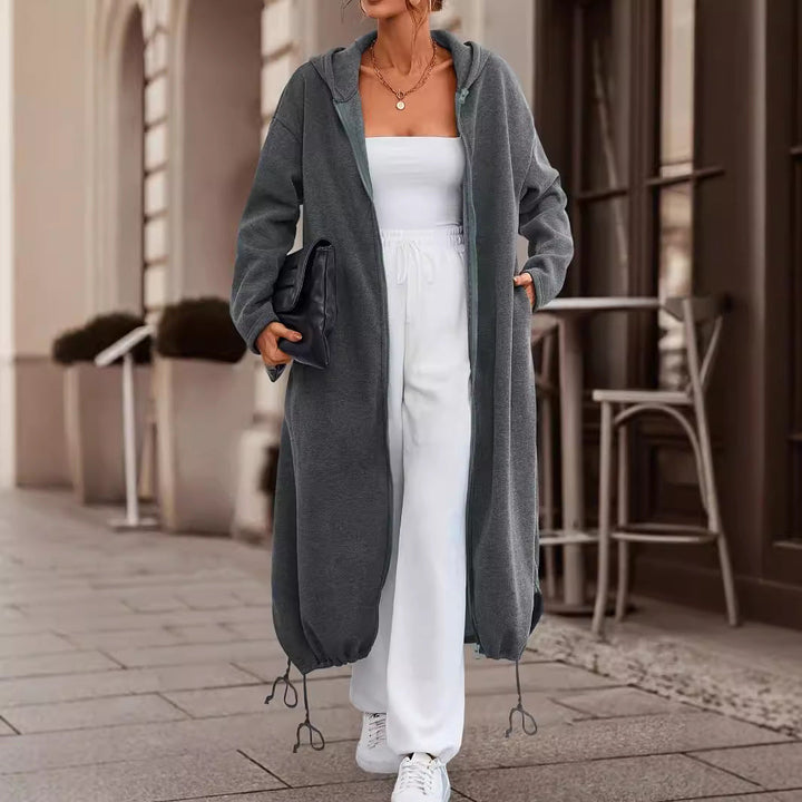 Levoire | Long, Épais, Veste Décontractée Unicolore Pour Femmes Gris foncé