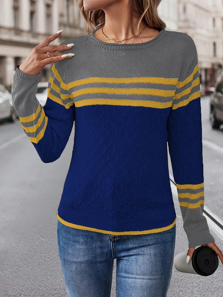 Levoire | Chemise à manches longues rayée col rond Bleu