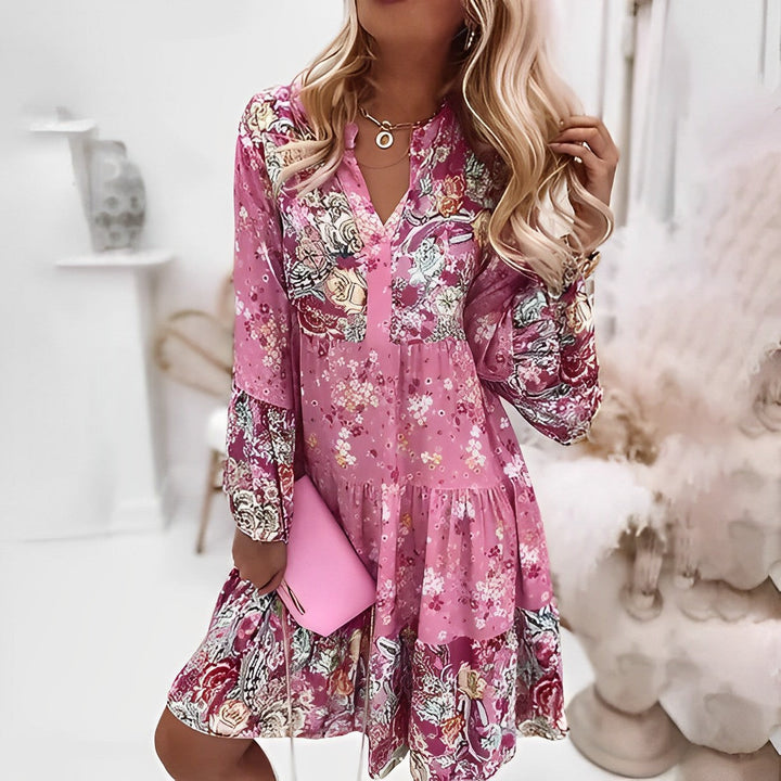 Levoire | Robe À Motif Floral Style Vintage Rosa