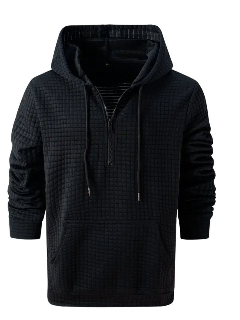 Levoire | Sweat à capuche zippé mi-long à manches longues avec poches Noir