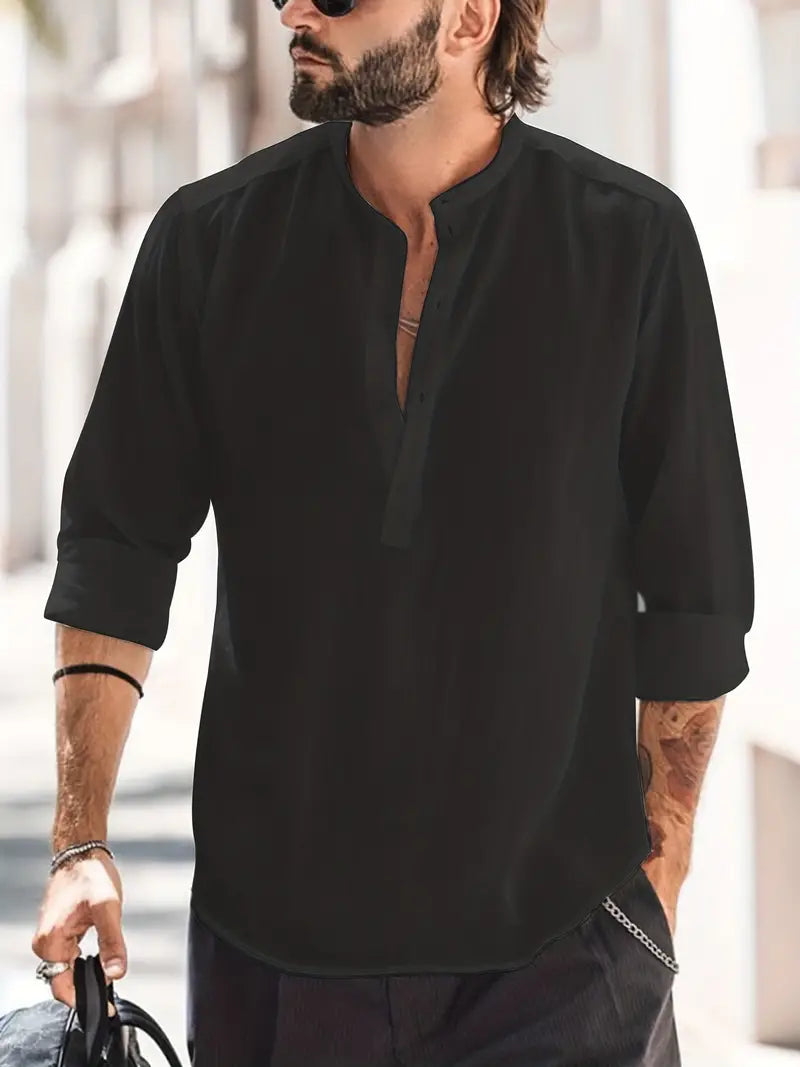 Levoire | Chemise en lin décontractée Noir