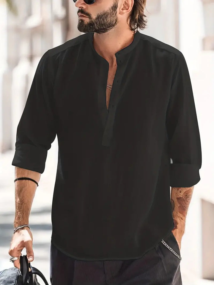 Levoire | Chemise en lin décontractée Noir