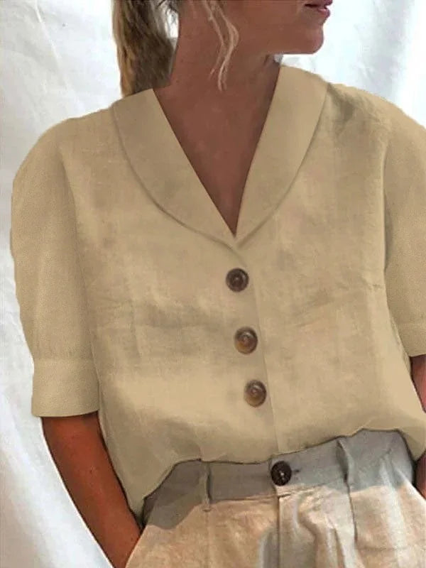 Levoire | Chemise Boutonnée Pour Femmes | Demi-manches Kaki