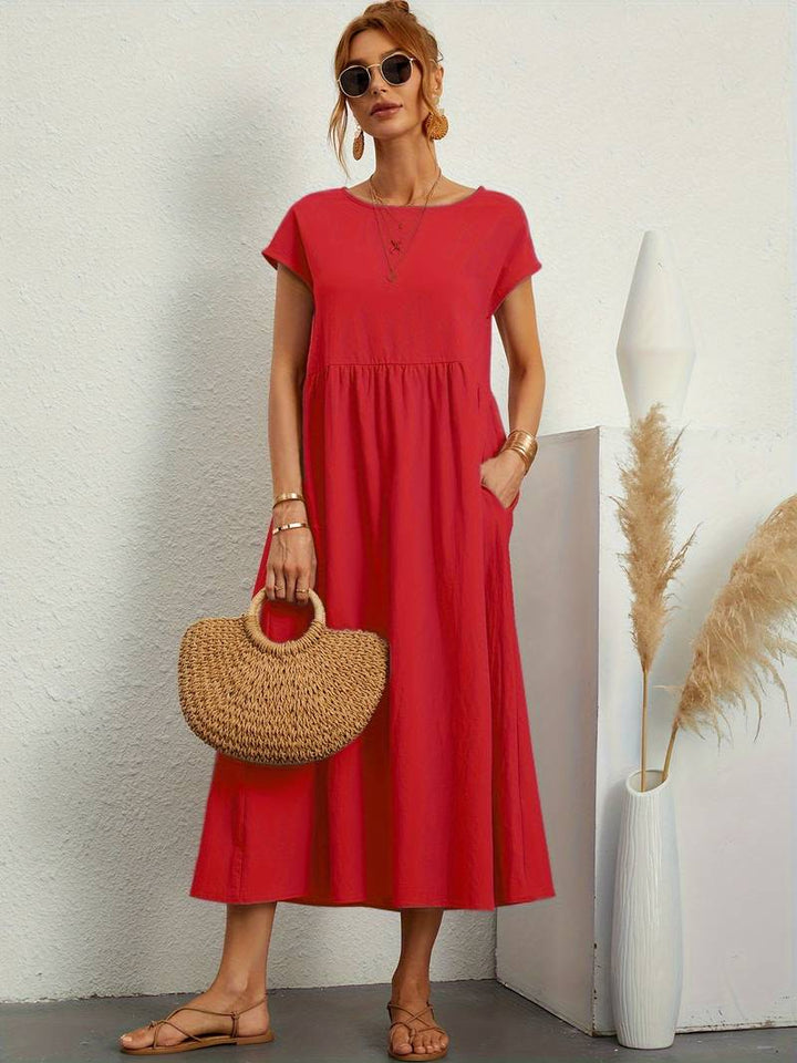 Levoire | Robe Vintage Manches Courtes Été Rot