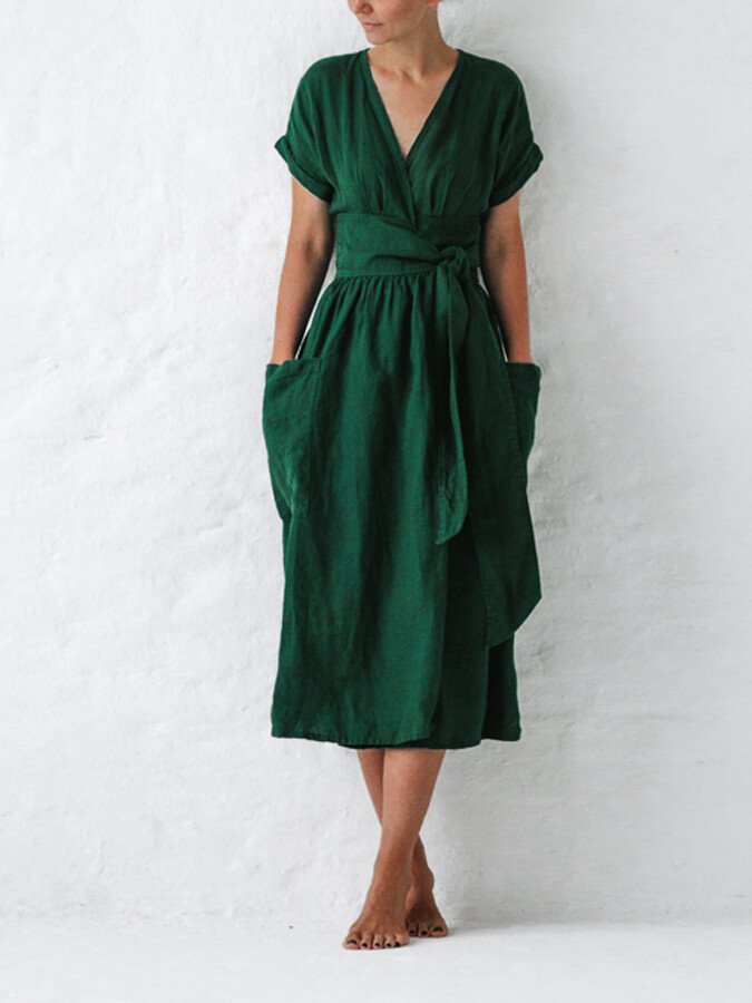 Levoire | Robe En Lin Fluide Vert