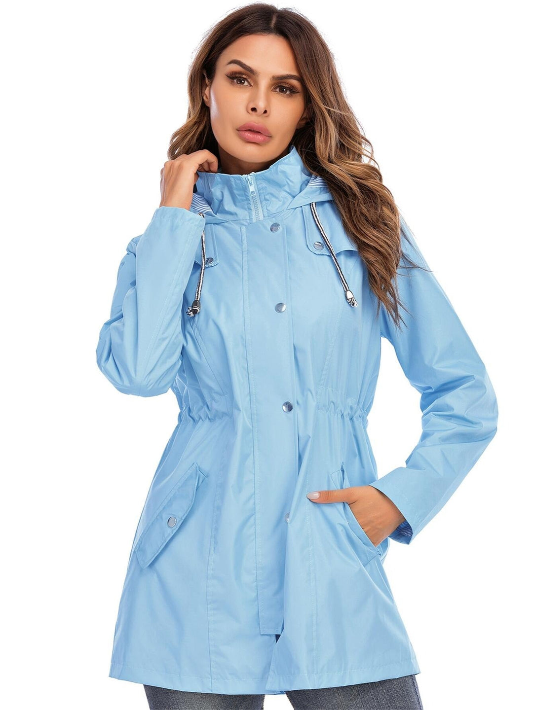 Levoire | Veste Mi-Longue Imperméable Avec Capuche Et Fermeture Éclair Le bleu du globe céleste