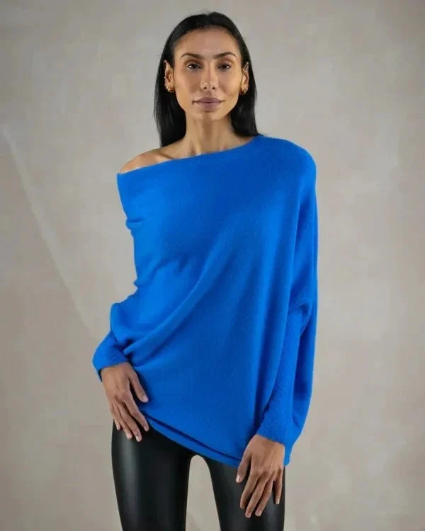 Levoire | Robe Drapée Asymétrique Bleu Une taille