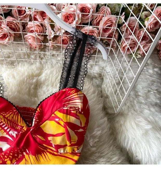 Levoire | Ensemble sans manches à deux pièces avec motif floral