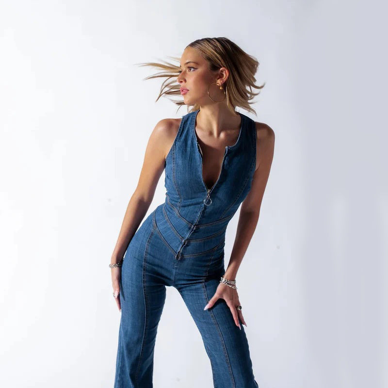 Levoire | Salopette En Denim Avec Détail De Fermeture Éclair Pour Femmes