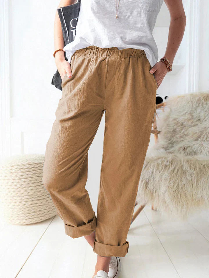 Levoire | Pantalon En Lin Avec Élastique - Confortable & Élégant Braun
