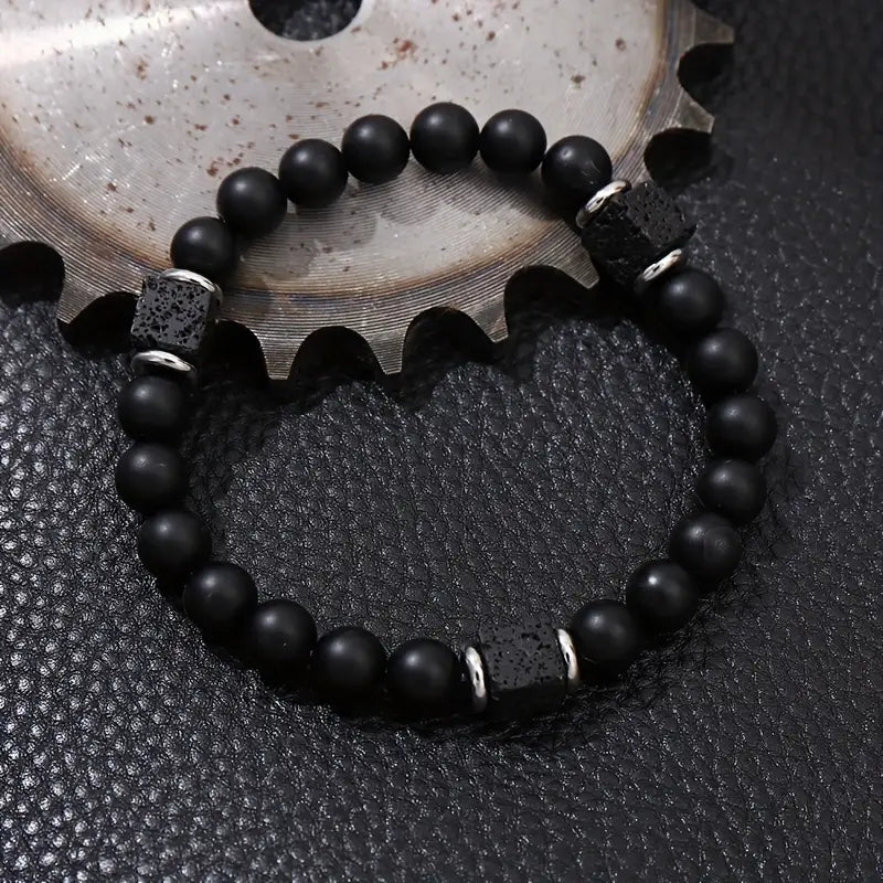 Levoire | Bracelet en Onyx Mat avec Perles Naturelles et Style Sophistiqué pour Tous