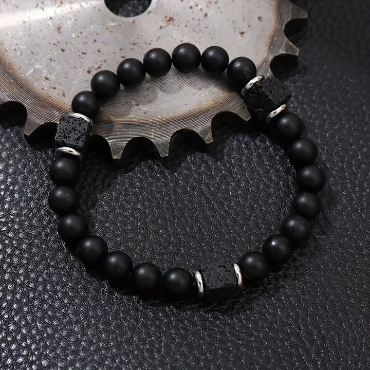 Levoire | Bracelet en Onyx Mat avec Perles Naturelles et Style Sophistiqué pour Tous