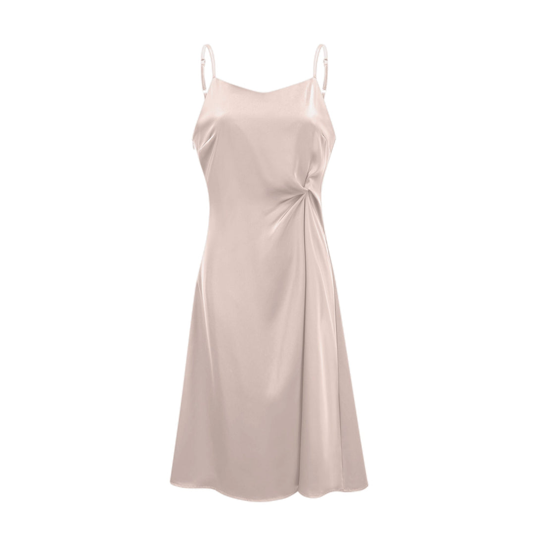 Levoire | Robe Midi Satin Détail Twist Neutres