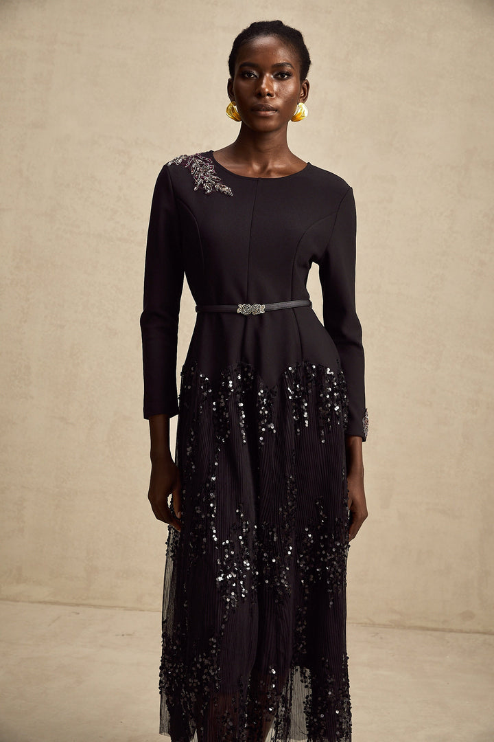 Levoire | Robe Midi À Pois En Tulle Noir