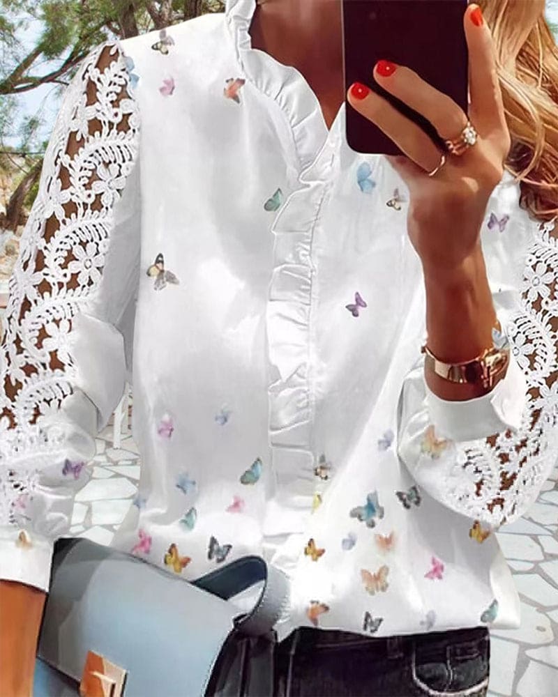 Levoire | Blouse En Dentelle Pour Femmes Avec Impression Patchwork