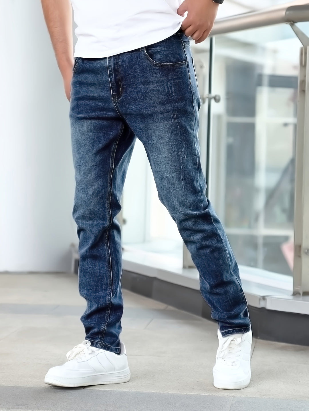 Levoire | Jean De Loisirs Pour Hommes À Élasticité Moyenne Bleu marine