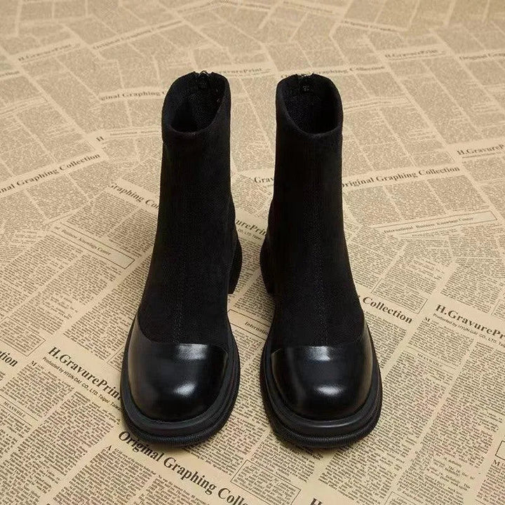Levoire | Bottes en suède courtes pour femmes à bout rond et semelle épaisse