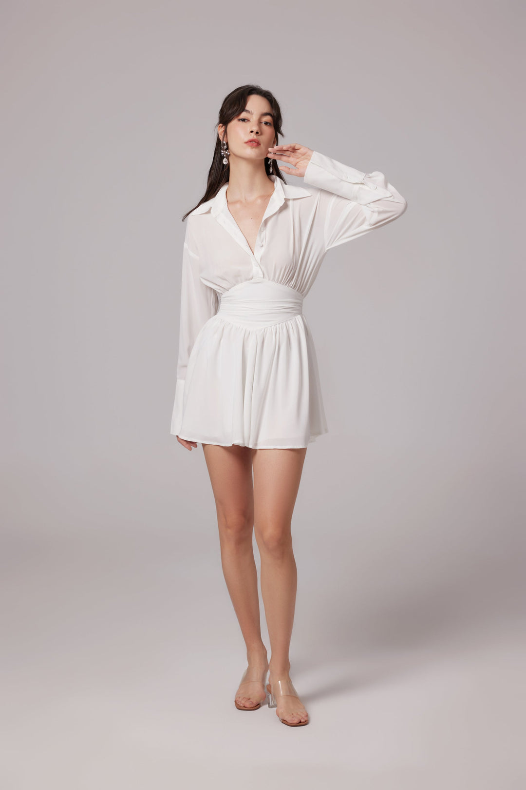 Levoire | Robe Chemise Mini Blanche À Volants