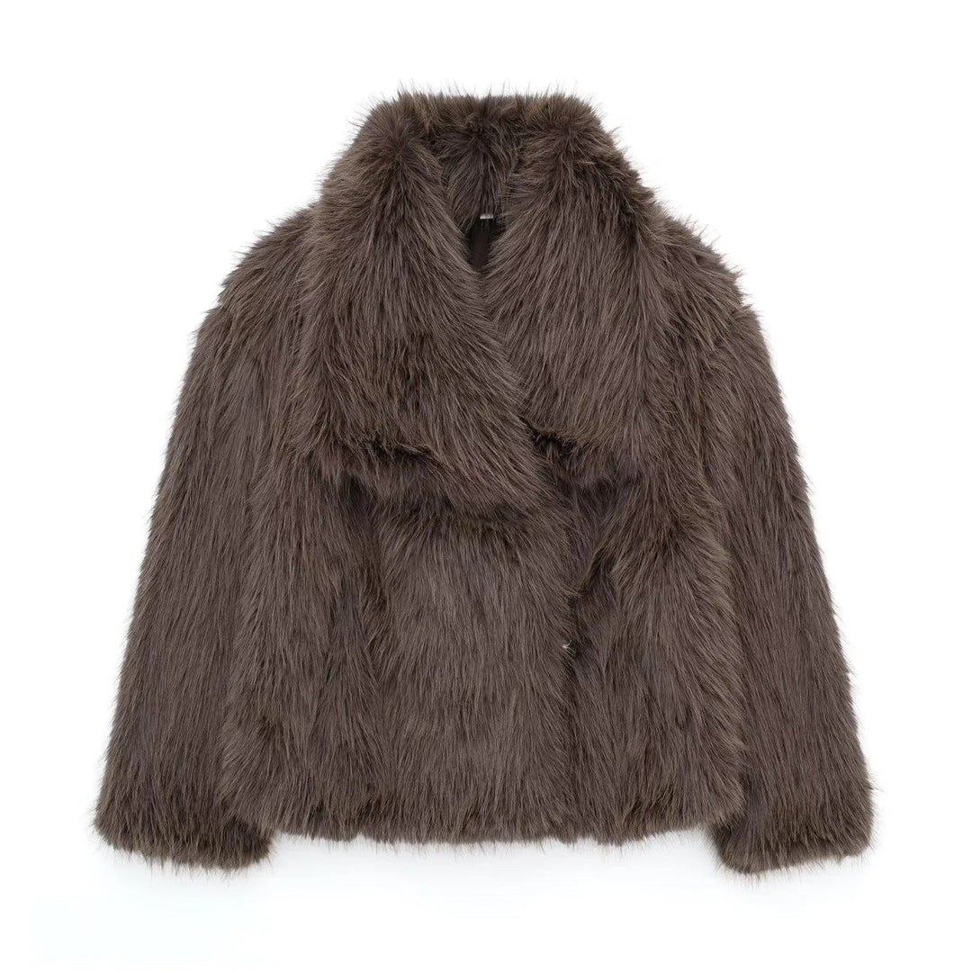Levoire | Manteau d'hiver en peluche Braun