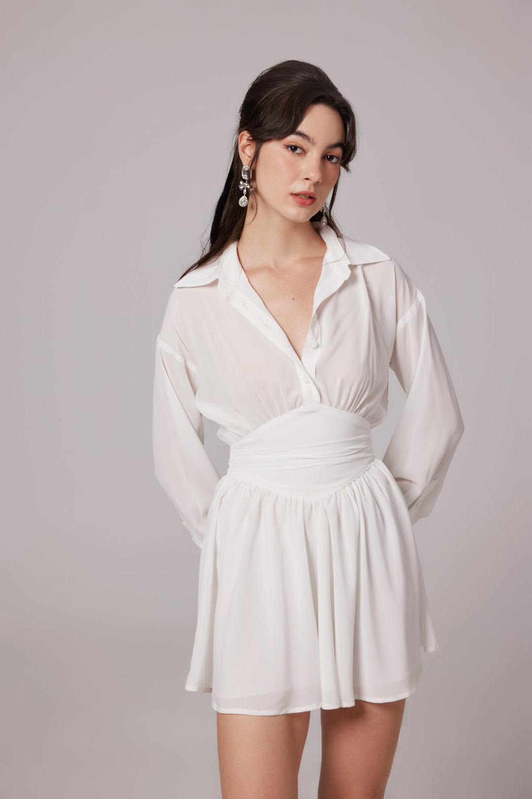 Levoire | Robe Chemise Mini Blanche À Volants