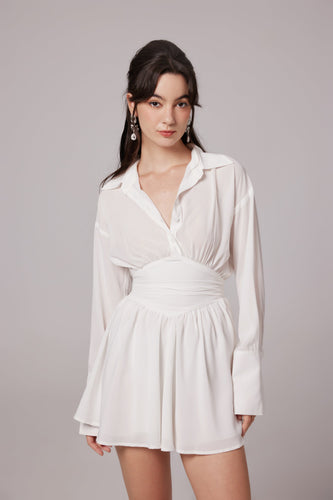 Levoire | Robe Chemise Mini Blanche À Volants