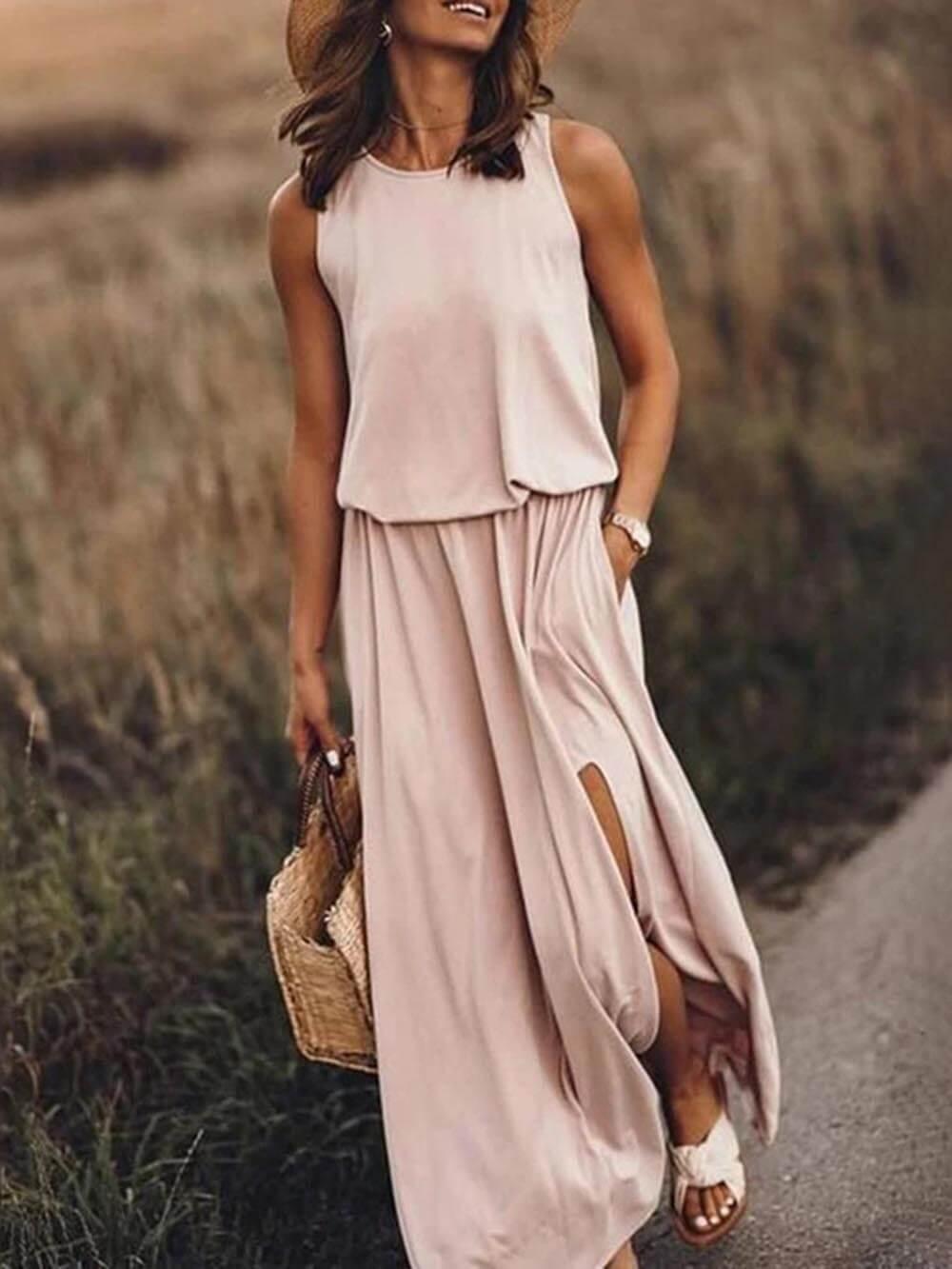 Levoire | Robe Maxi Pour Femmes Tenue D'Été Élégante Khaki