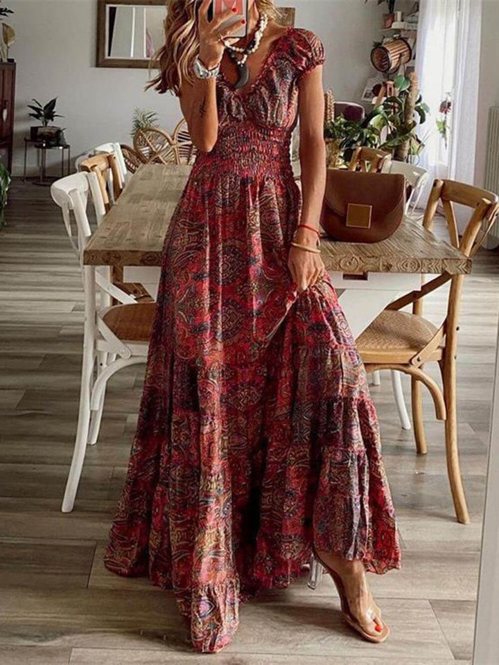 Levoire | Robe Maxi Imprimée Pour Femmes Bordeaux