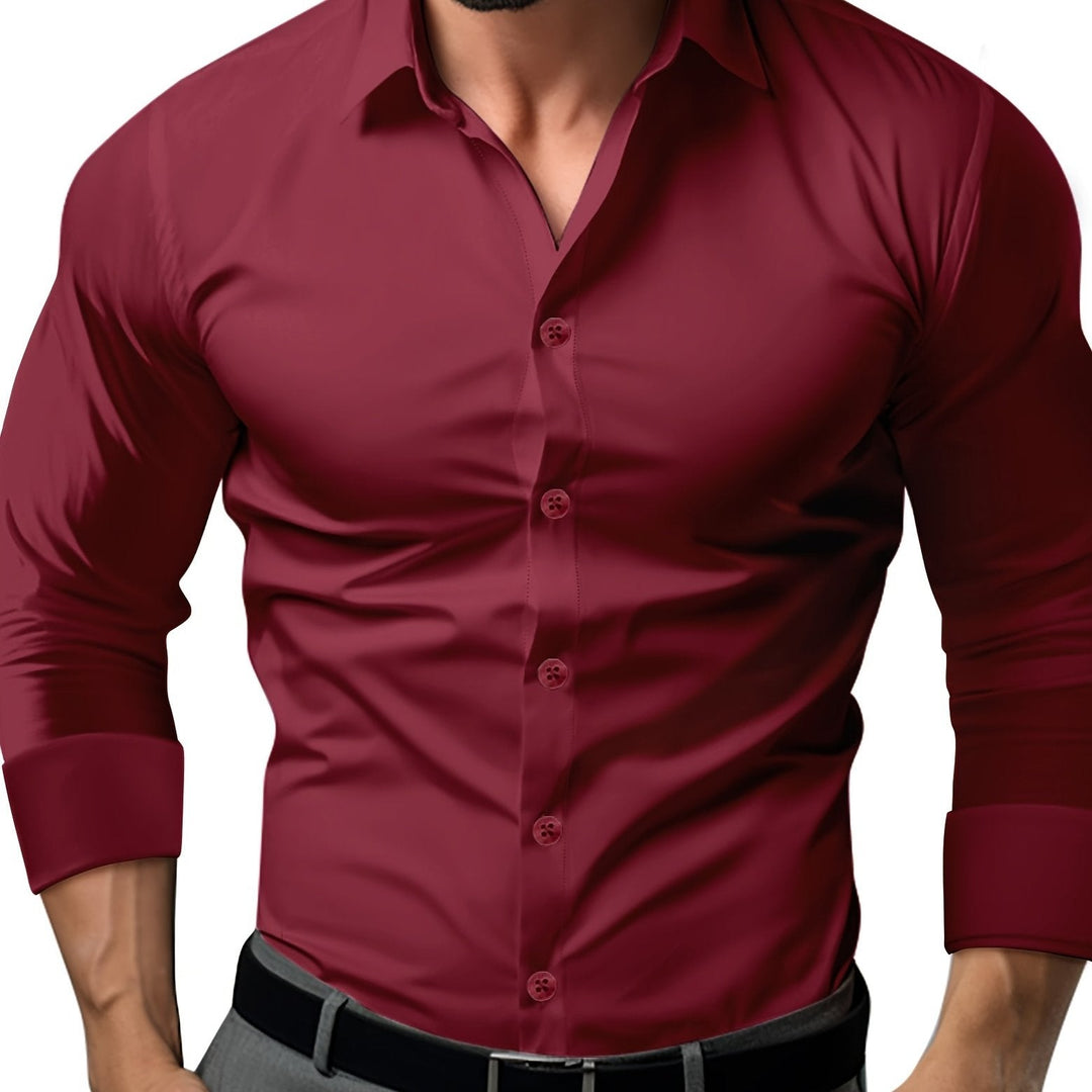 Levoire | Slim Fit Uni Chemise En Coton Châtaignier