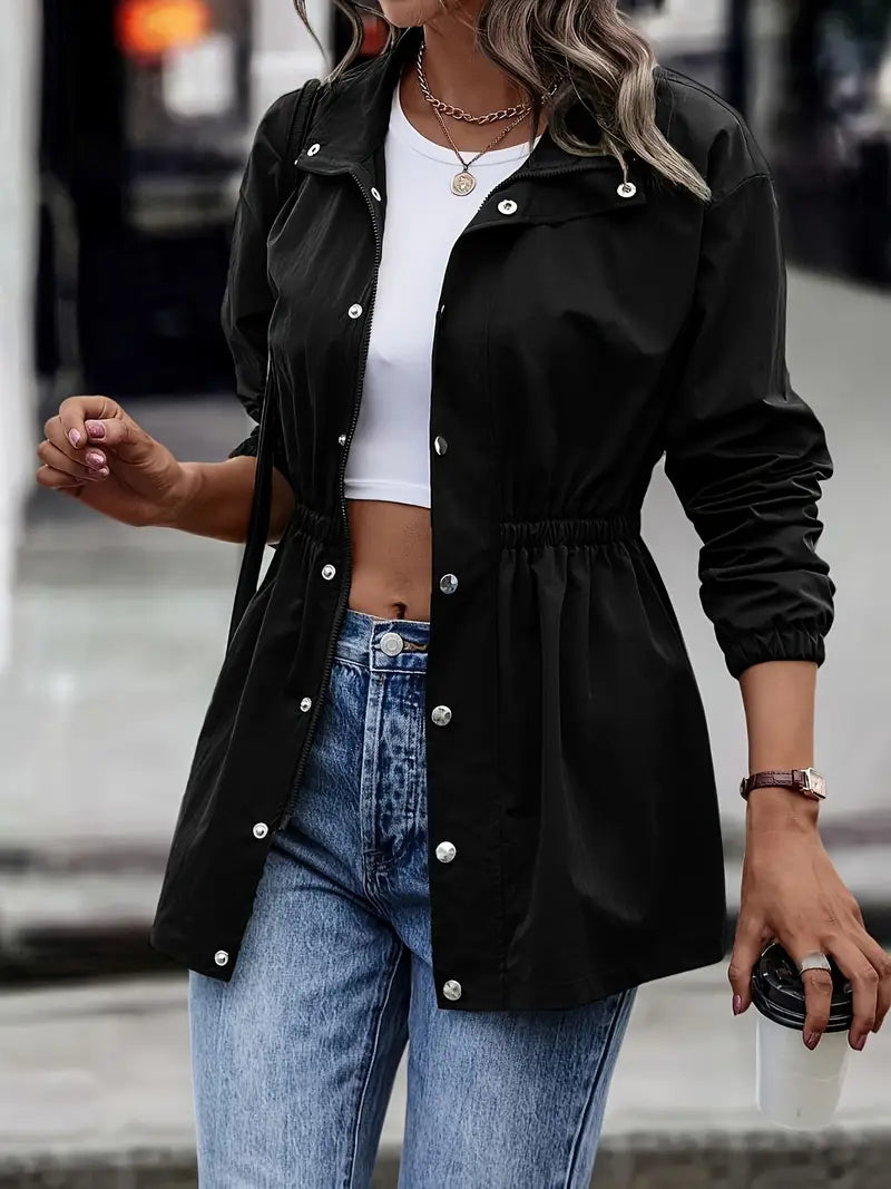 Levoire | Chic Mi-Long Veste Coupe-Vent Avec Zip