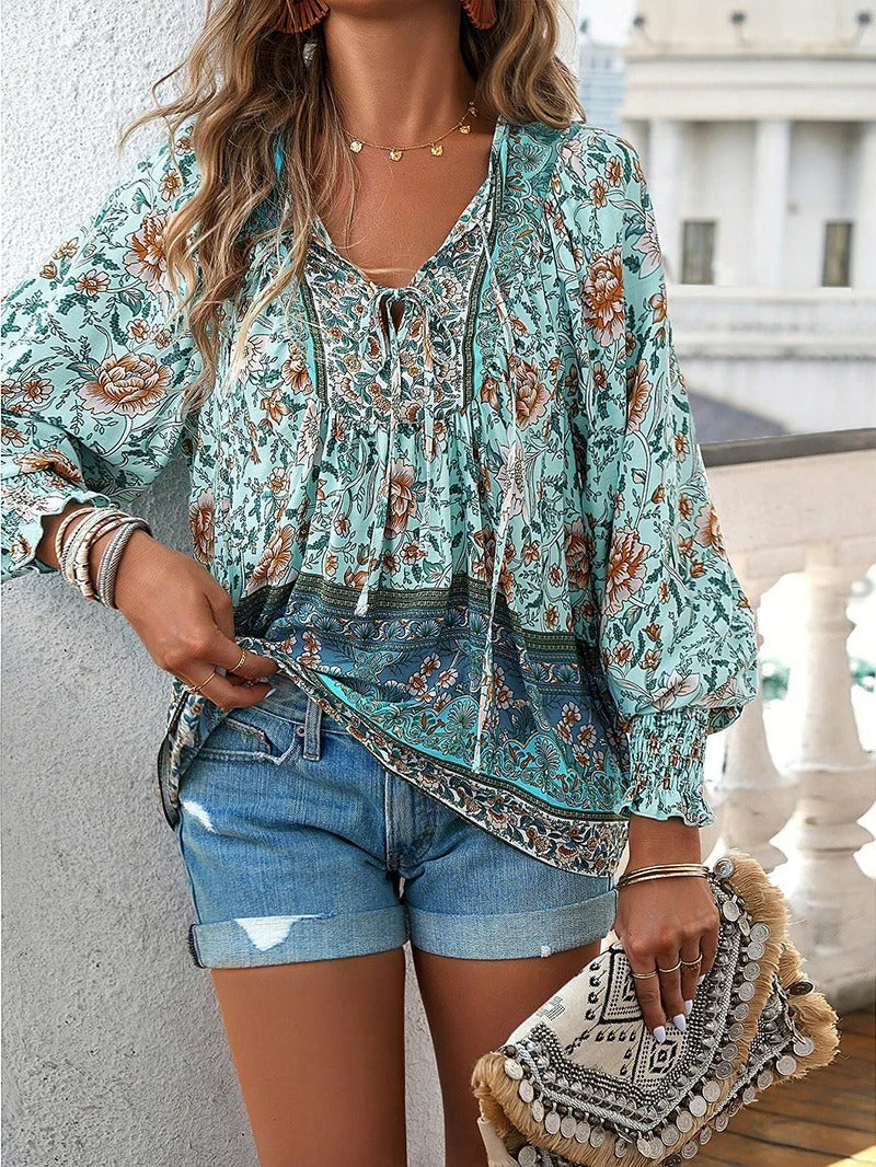 Levoire | Blouse Élégante Avec Fleurs Vert