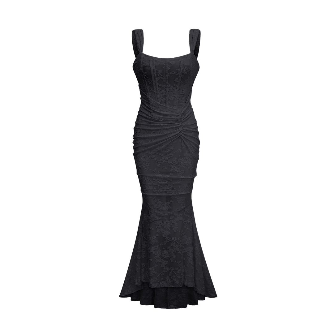 Levoire | Robe Maxi Jacquard Fleurs Noir