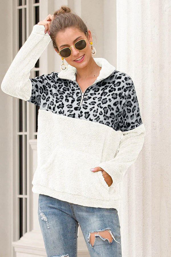 Levoire | Sweat à zip bicolore Blanc