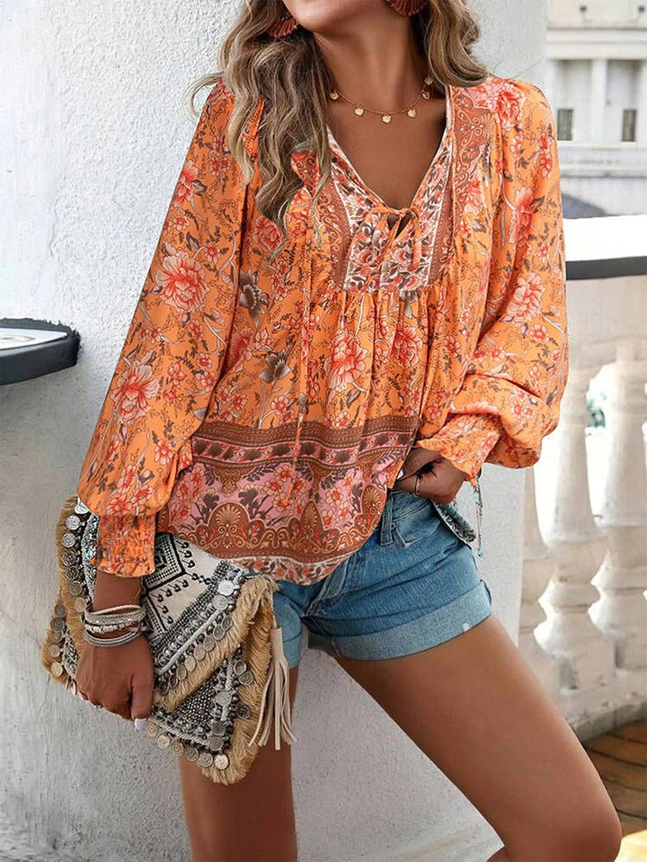 Levoire | Renno Chemise À Manches Longues Imprimée Avec Col En V Pour Un Look Tendance