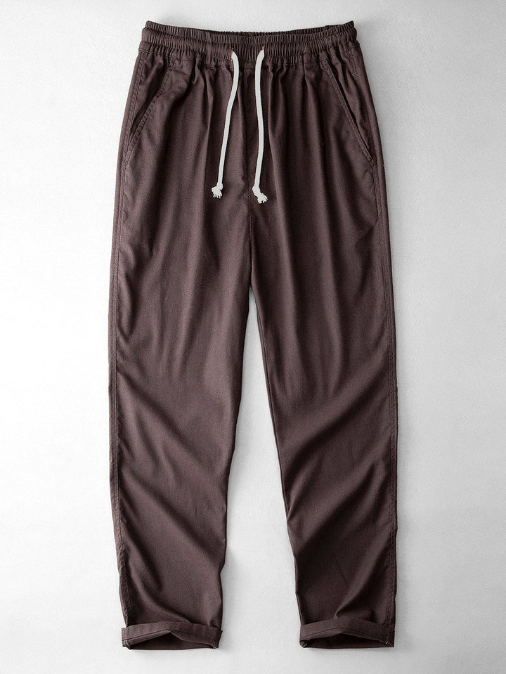 Levoire | T-Shirt Imprimé En Lin Couleur Pâle & Pantalons En Lin Coupe Droite