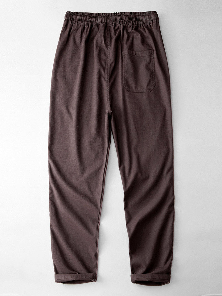 Levoire | T-Shirt Imprimé En Lin Couleur Pâle & Pantalons En Lin Coupe Droite