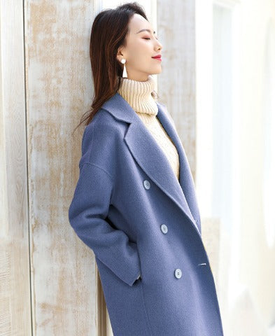Levoire | Manteau En Laine Long Pour Femmes Ciel bleu